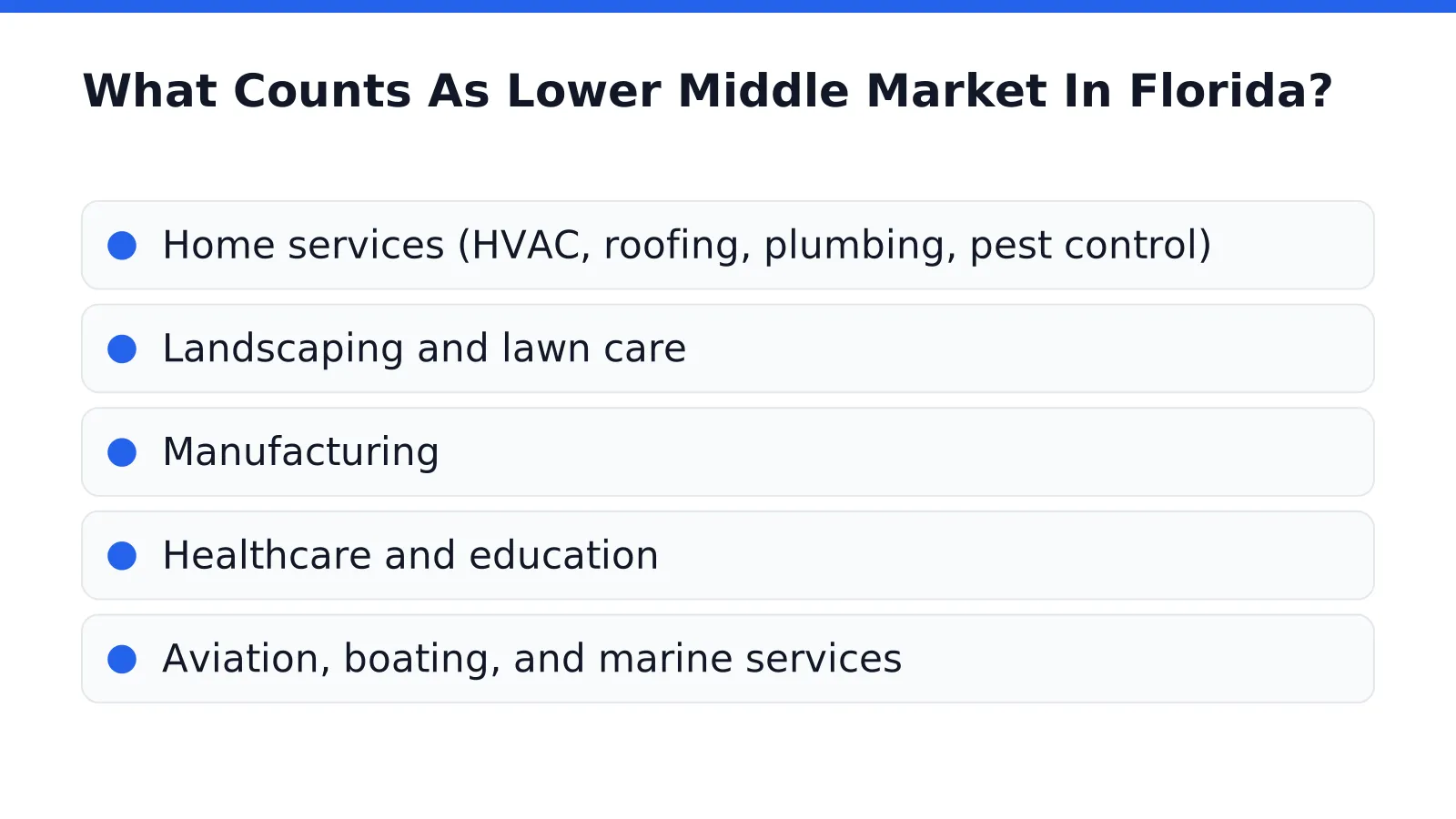 What Counts As Lower Middle Market In Florida